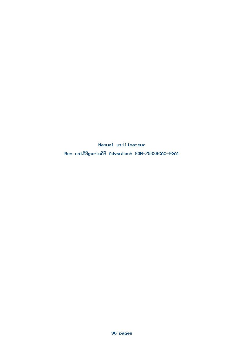 Page 1 de la notice Manuel utilisateur Advantech SOM-7533BCAC-S0A1