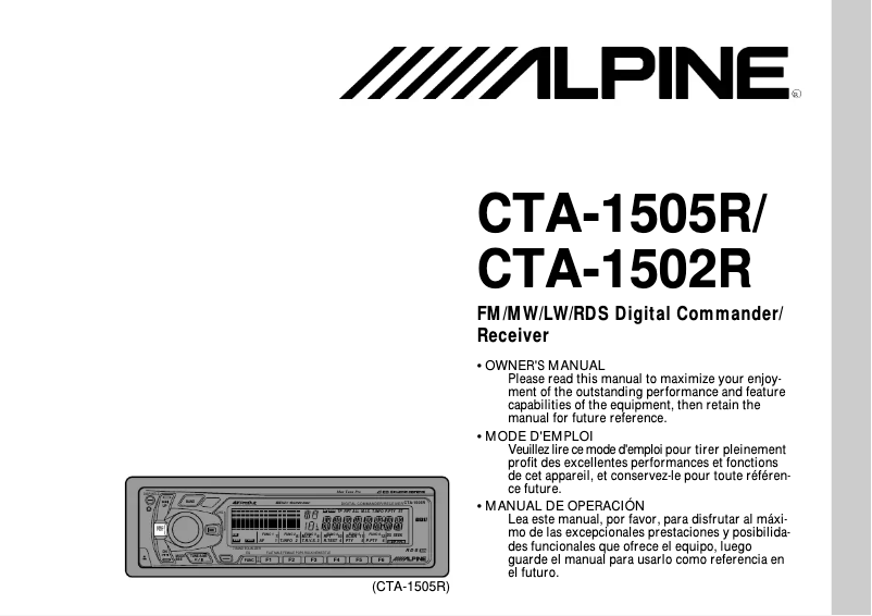Page 1 de la notice Manuel utilisateur Alpine CTA-1505R