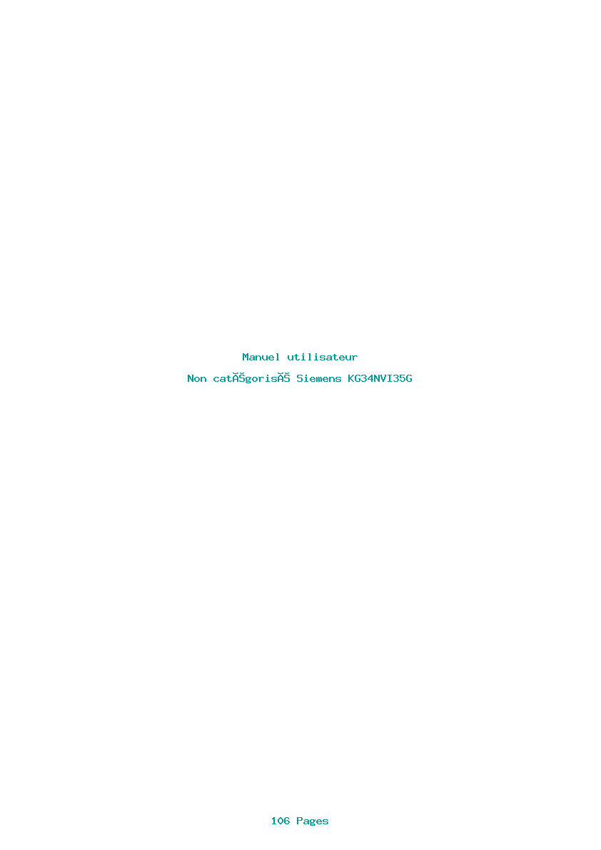 Page 1 de la notice Manuel utilisateur Siemens KG34NVI35G