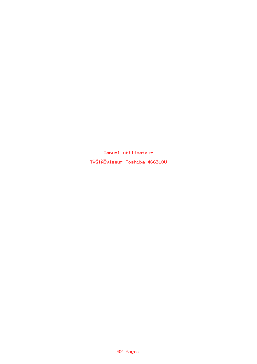 Page 1 de la notice Manuel utilisateur Toshiba 46G310U