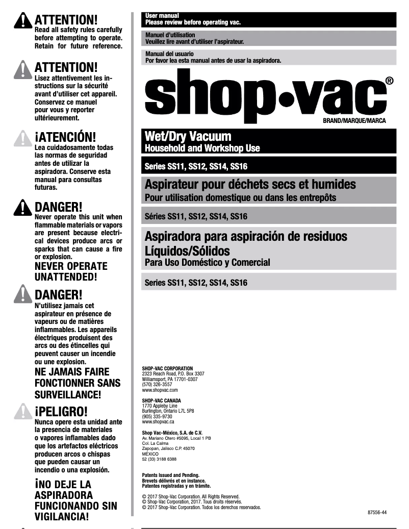 Página 1 del manual Manual de usuario Shop-Vac 5987400