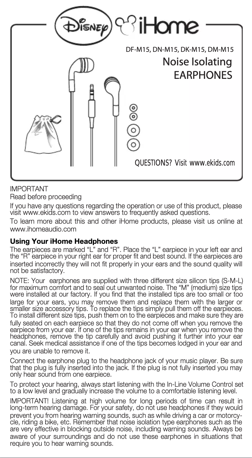 Page 1 de la notice Manuel utilisateur KIDdesigns DN-M15