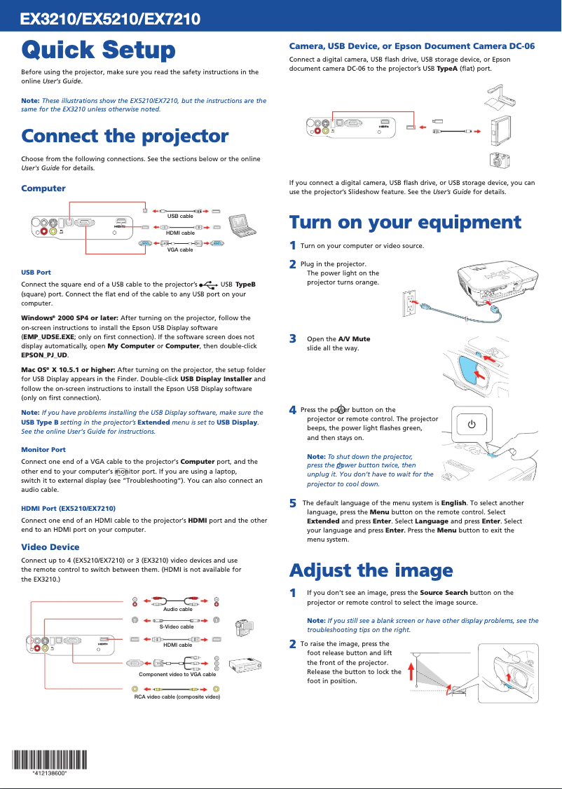 Página 1 del manual Manual de usuario Epson EX7210
