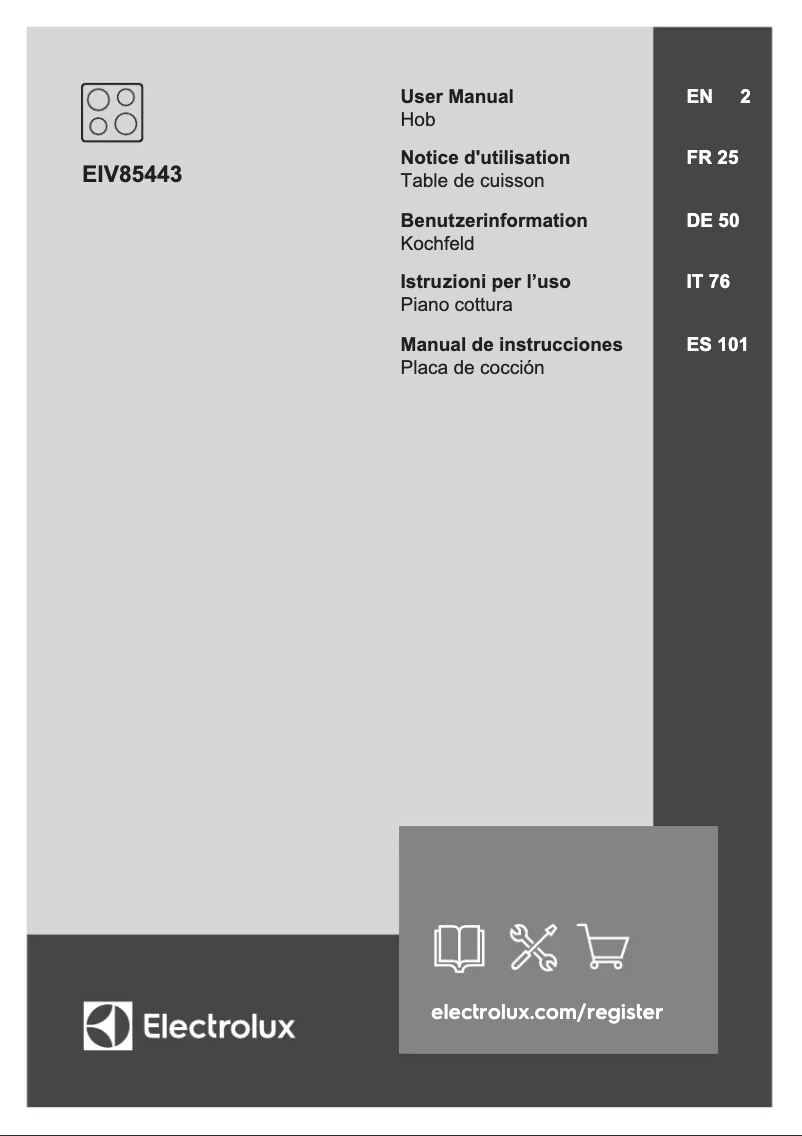 Page 1 de la notice Manuel utilisateur Electrolux EIV85443