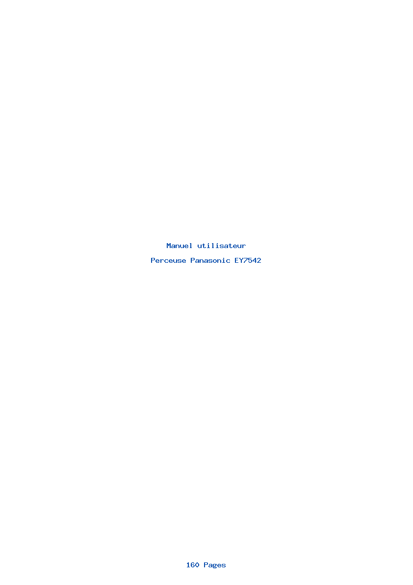 Page 1 de la notice Manuel utilisateur Panasonic EY7542