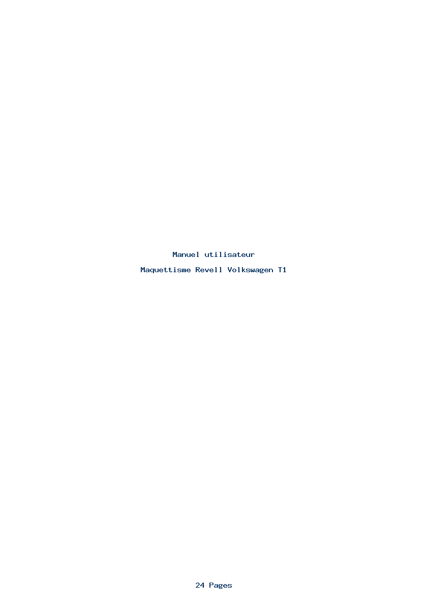 Page 1 de la notice Manuel utilisateur Revell Volkswagen T1