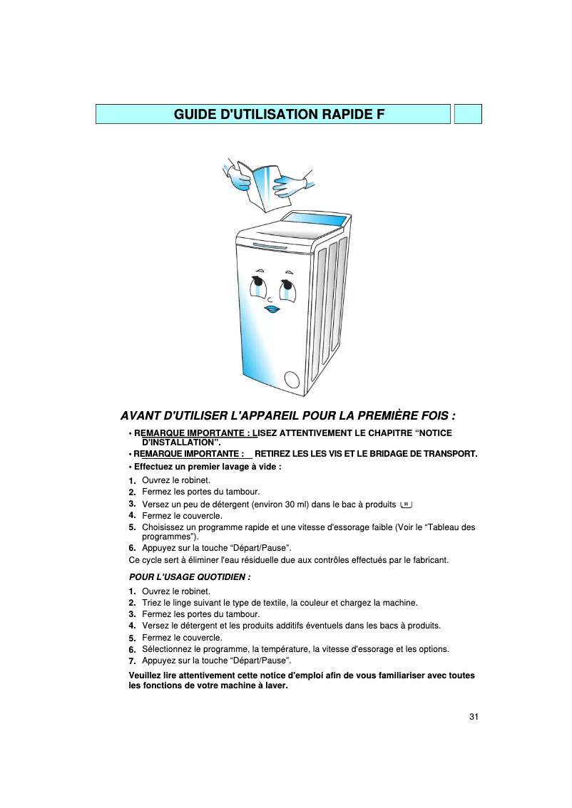 Page 1 of the manual User Manual Bauknecht WAT Excellence 2255