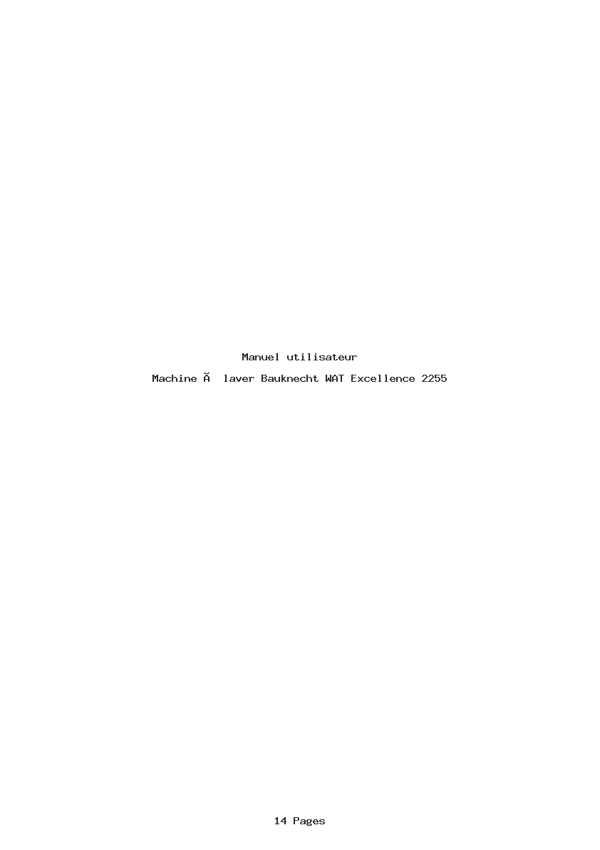 Page 1 de la notice Manuel utilisateur Bauknecht WAT Excellence 2255