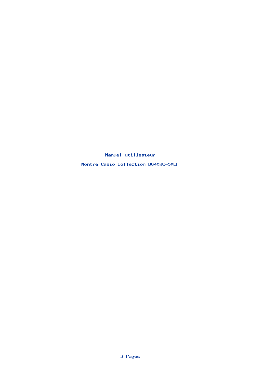 Page 1 de la notice Manuel utilisateur Casio Collection B640WC-5AEF