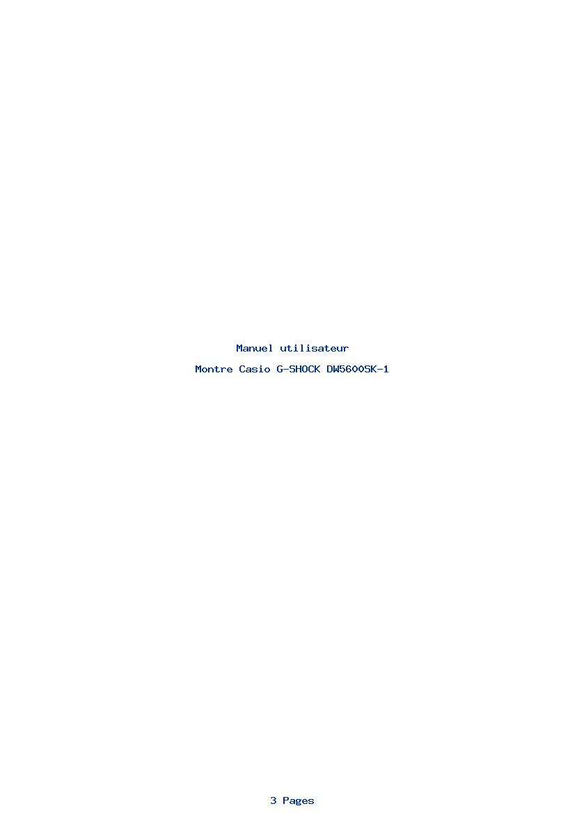 Page 1 de la notice Manuel utilisateur Casio G-SHOCK DW5600SK-1