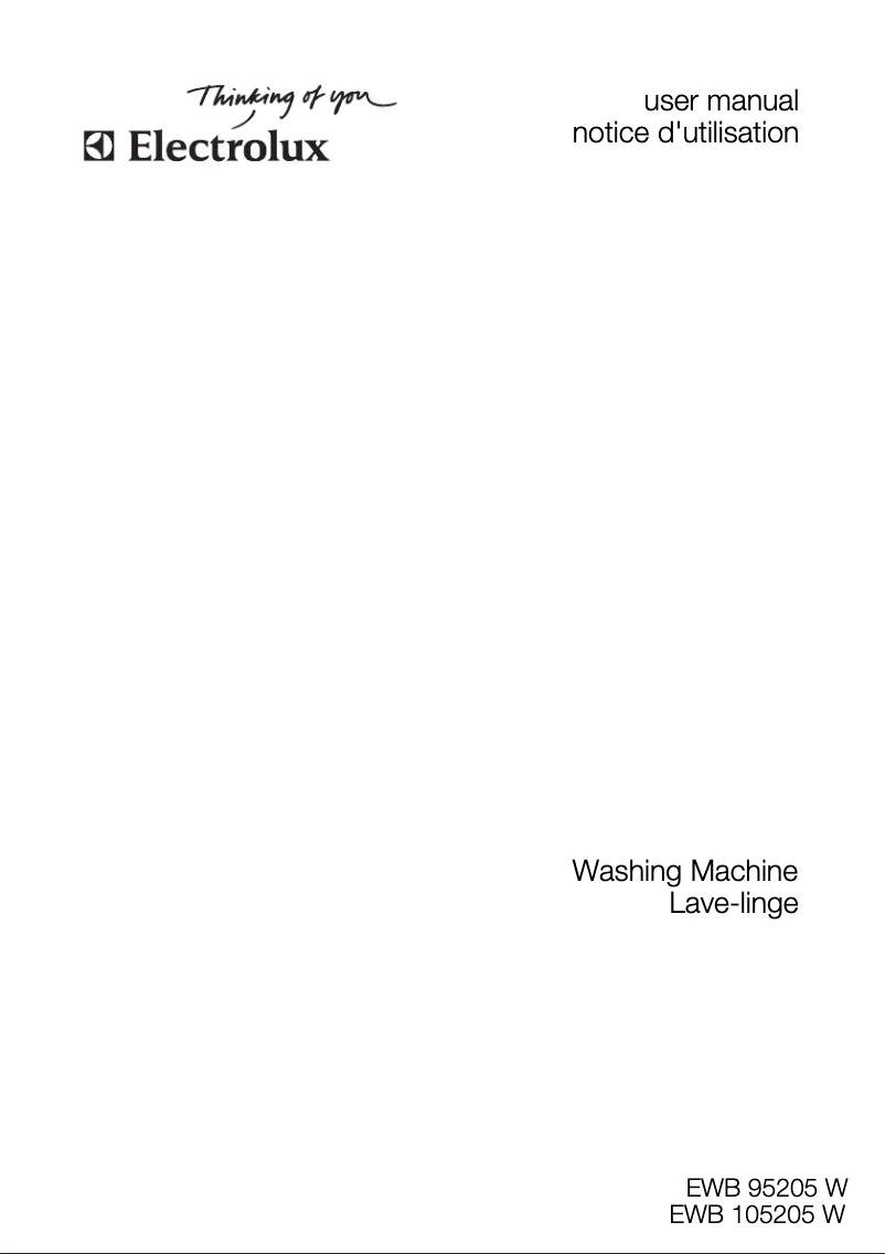 Page 1 de la notice Manuel utilisateur Electrolux EWB 95205