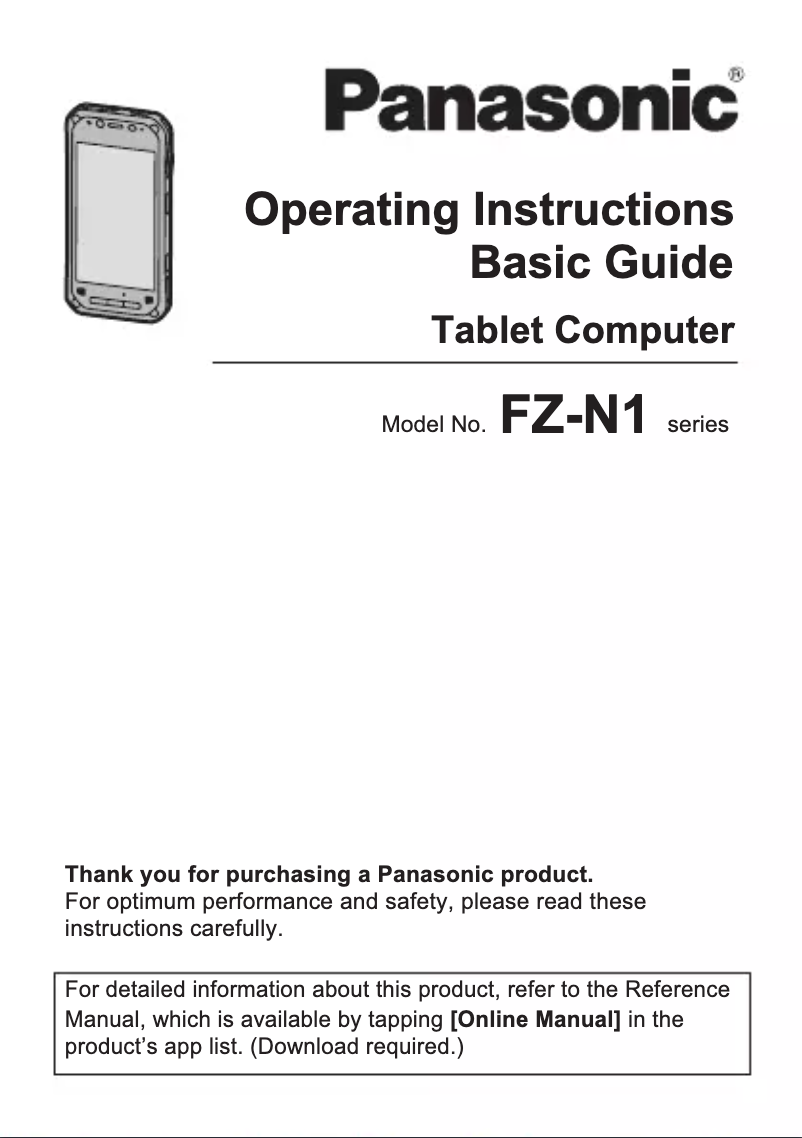 Page 1 de la notice Manuel utilisateur Panasonic FZ-N1