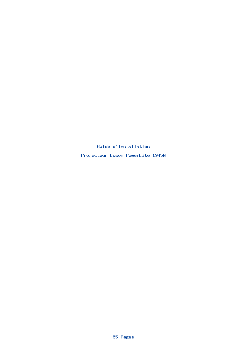 Page 1 de la notice Guide d'installation Epson PowerLite 1945W
