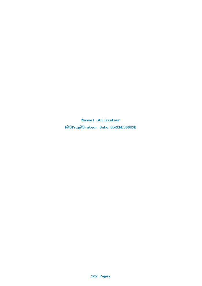 Page 1 de la notice Manuel utilisateur Beko B5RCNE366HXB