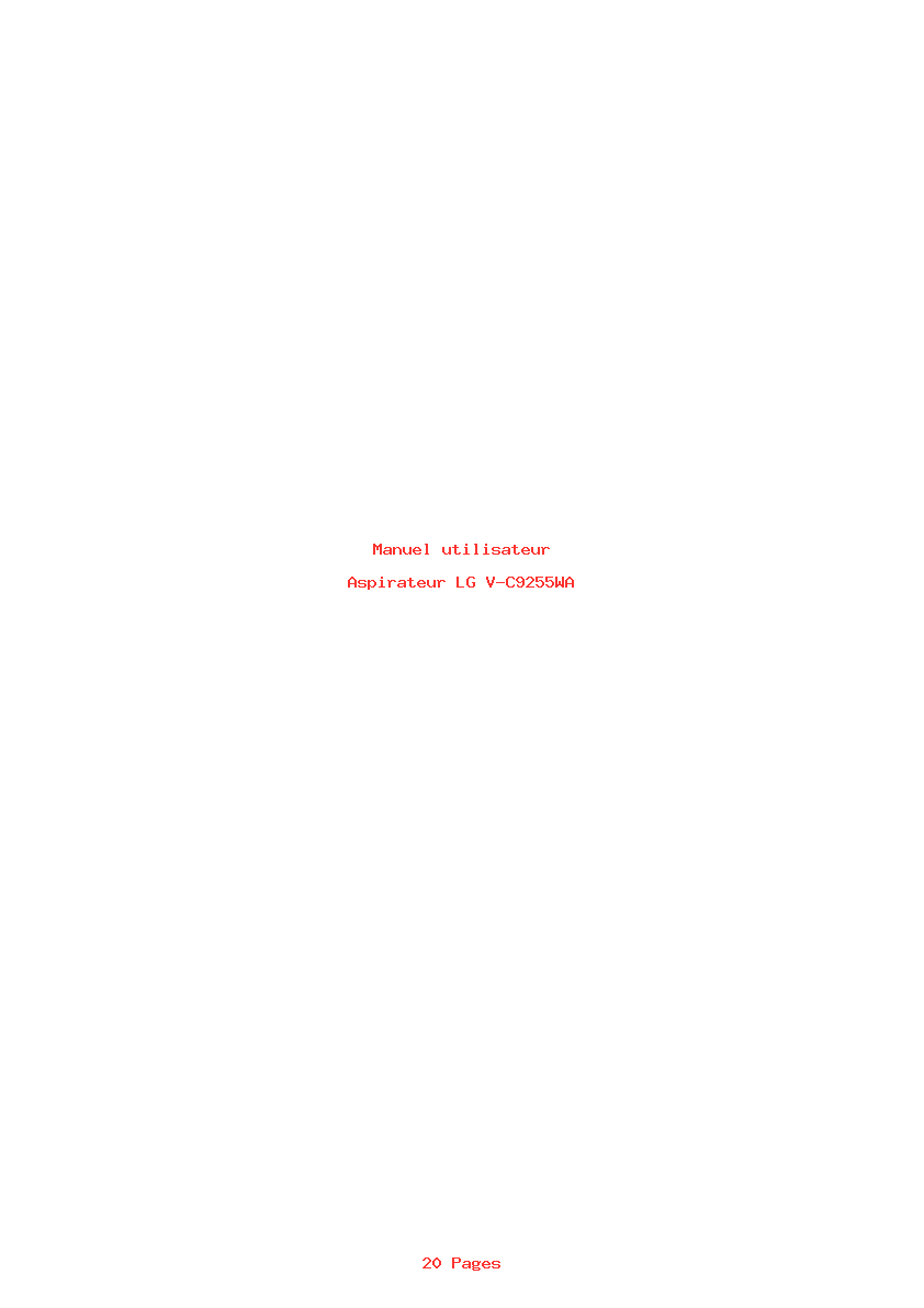 Page 1 de la notice Manuel utilisateur LG V-C9255WA