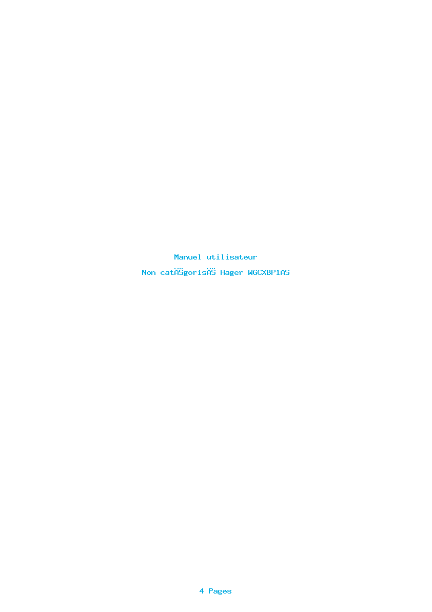 Page 1 de la notice Manuel utilisateur Hager WGCXBP1AS
