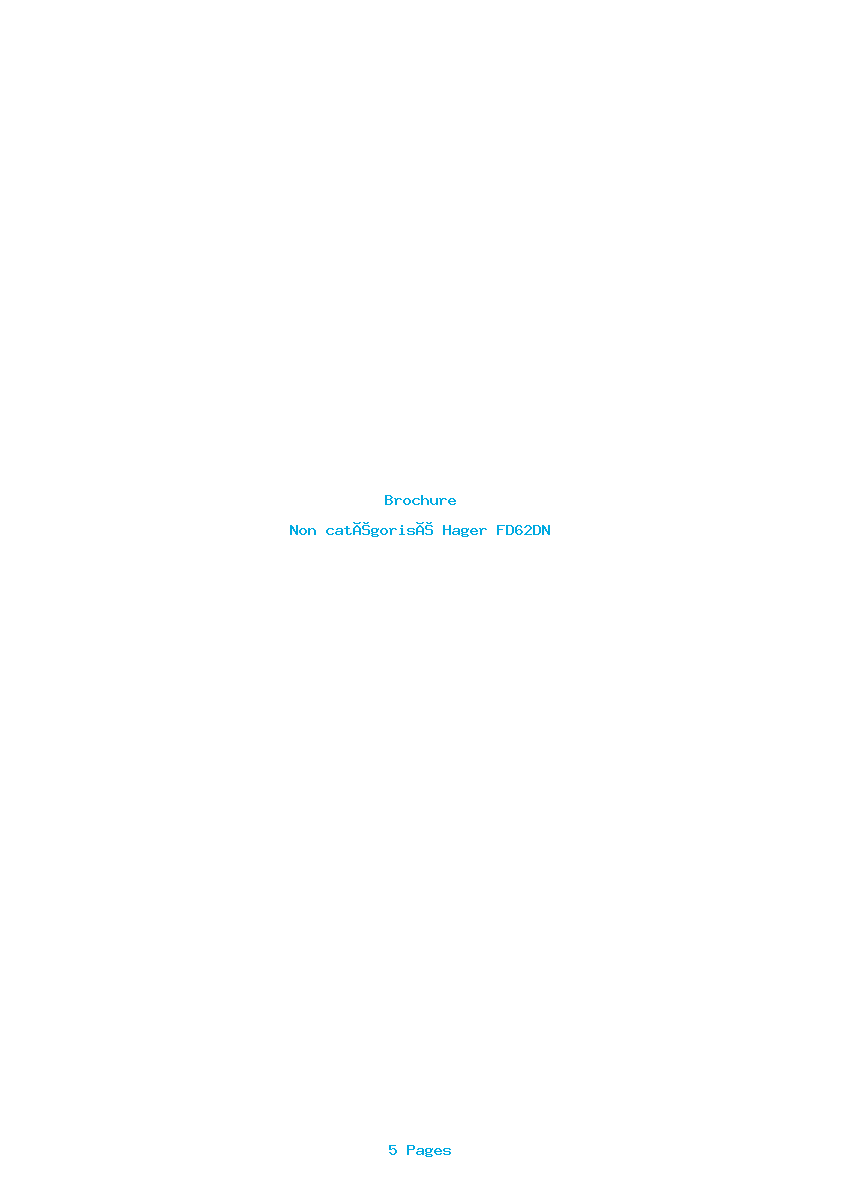 Page 1 de la notice Brochure Hager FD62DN