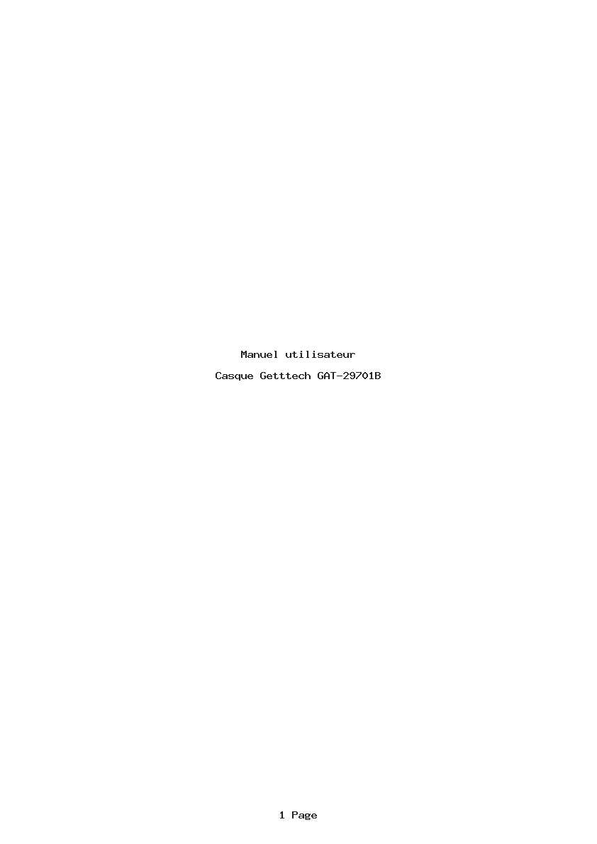 Page 1 de la notice Manuel utilisateur Getttech GAT-29701B