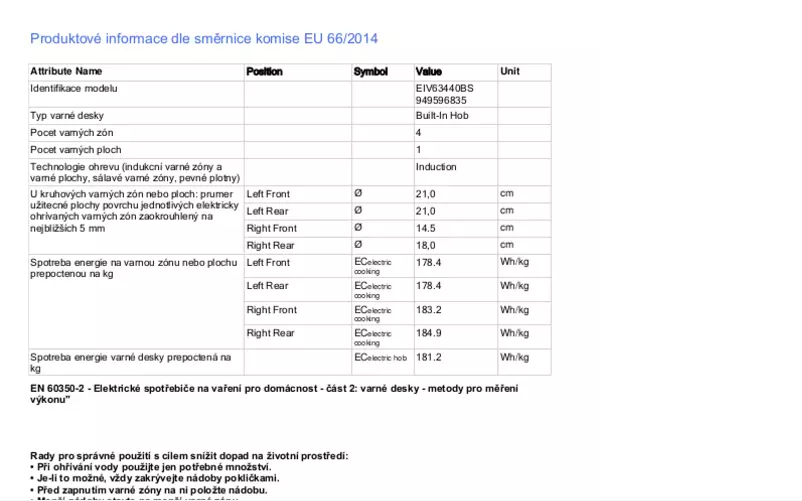 Page 1 de la notice Manuel utilisateur Electrolux EIV63440BS