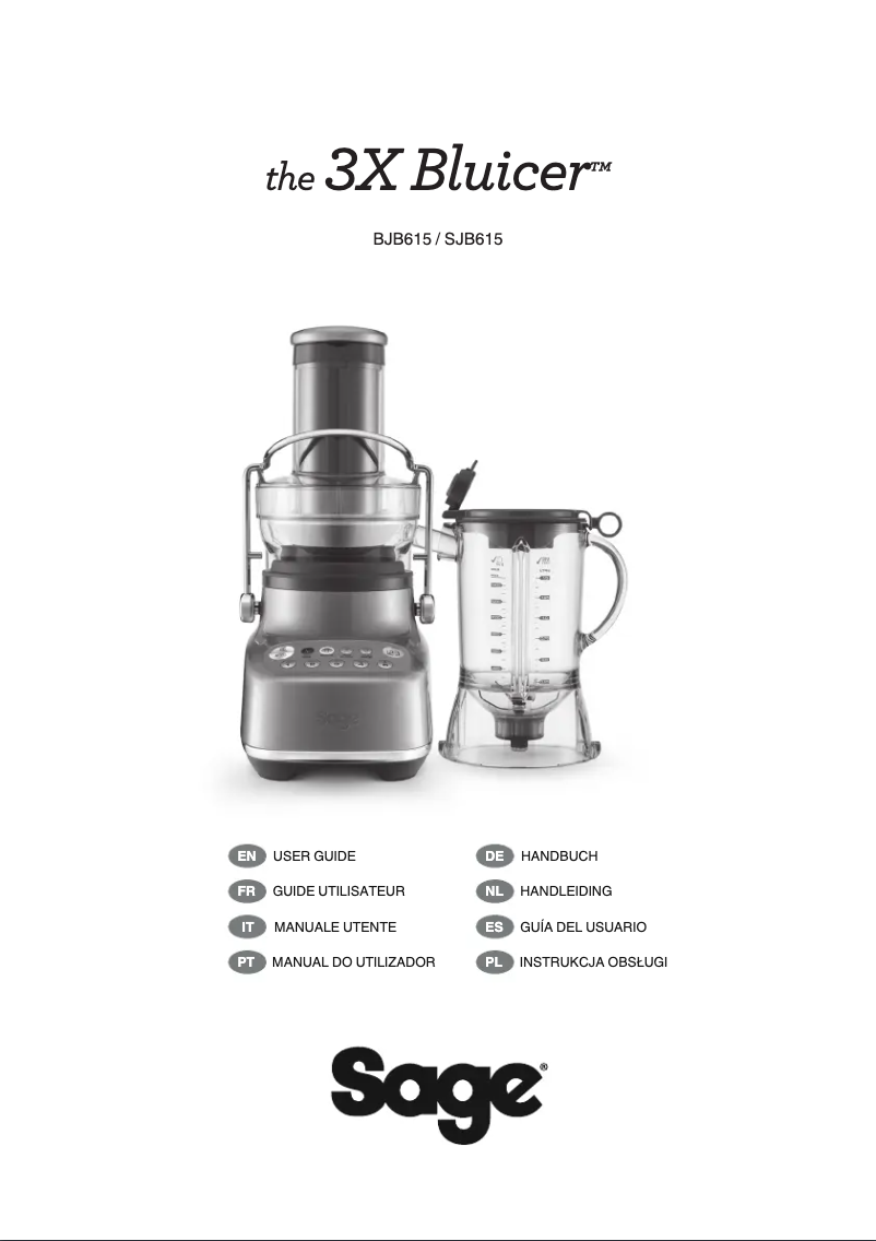 Page 1 de la notice Manuel utilisateur Sage the 3X Bluicer SJB615