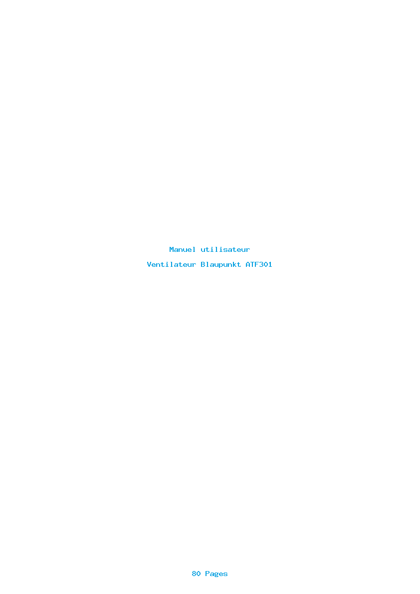 Page 1 de la notice Manuel utilisateur Blaupunkt ATF301