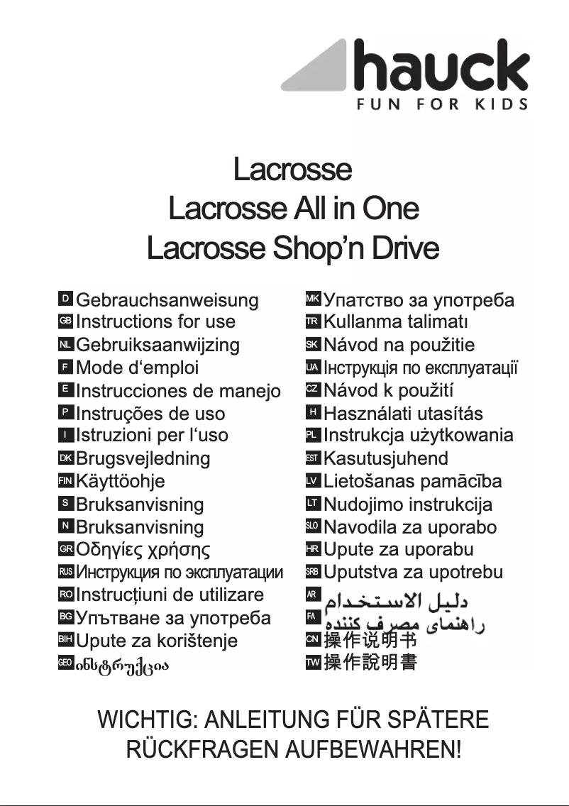 Page 1 de la notice Manuel utilisateur Hauck Lacrosse Shop'n Drive