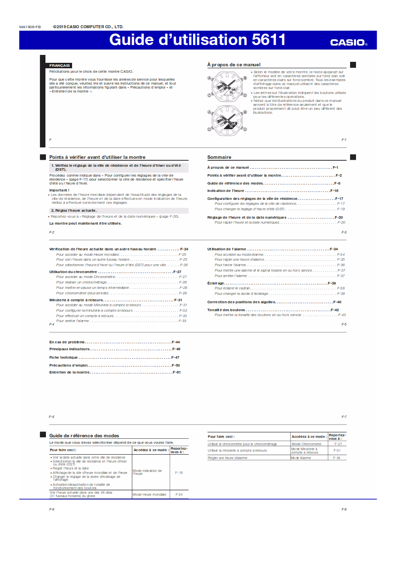 Page 1 de la notice Manuel utilisateur Casio G-shock GA-2100-4AER