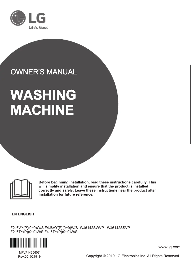 Page 1 de la notice Manuel utilisateur LG WJ6142SSVP