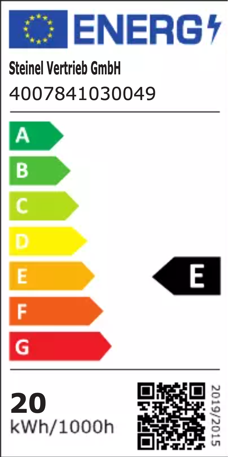Page 1 de la notice Label énergétique Steinel XLED home 2 XL S