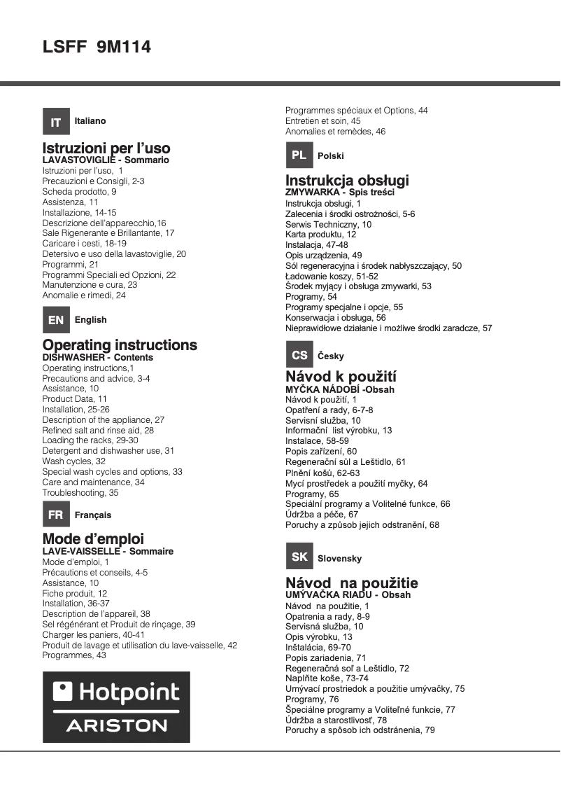 Página 1 del manual Manual de usuario Hotpoint Ariston LSFF 9M114 C EU