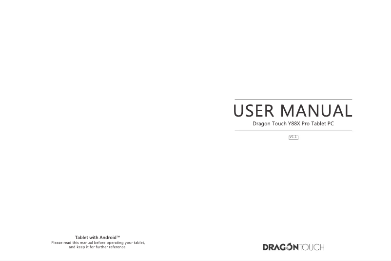 Page 1 de la notice Manuel utilisateur Dragon Touch Y88X Pro