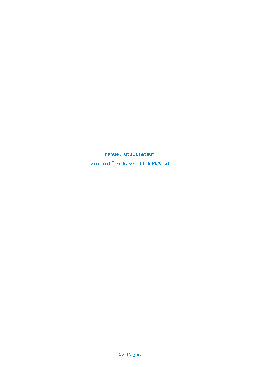 Page 1 de la notice Manuel utilisateur Beko HII 64430 GT