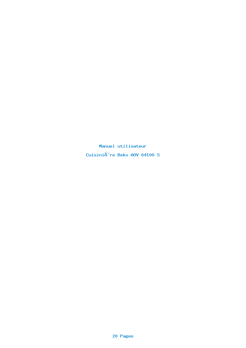 Page 1 de la notice Manuel utilisateur Beko AOV 64100 S