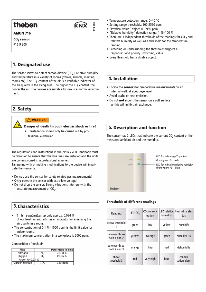 Page 1 de la notice Manuel utilisateur Theben AMUN 716