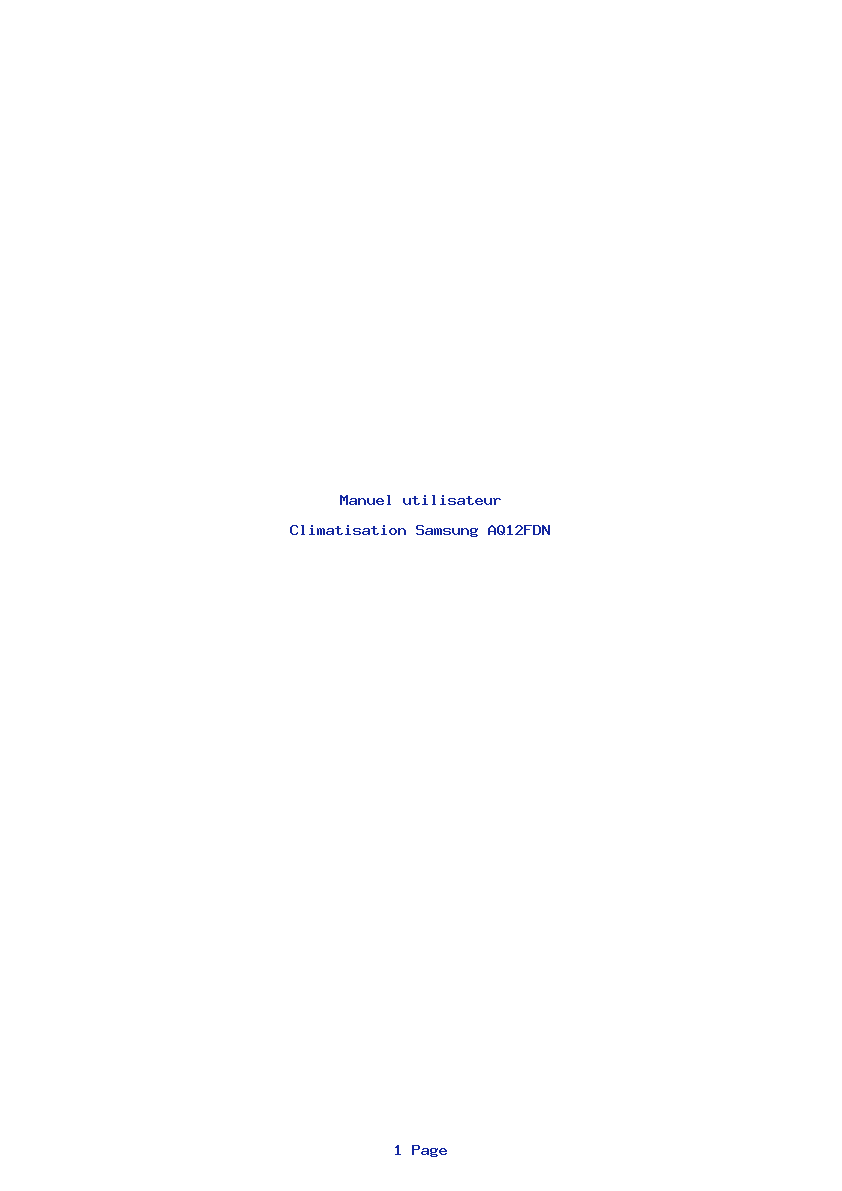Page 1 de la notice Manuel utilisateur Samsung AQ12FDN