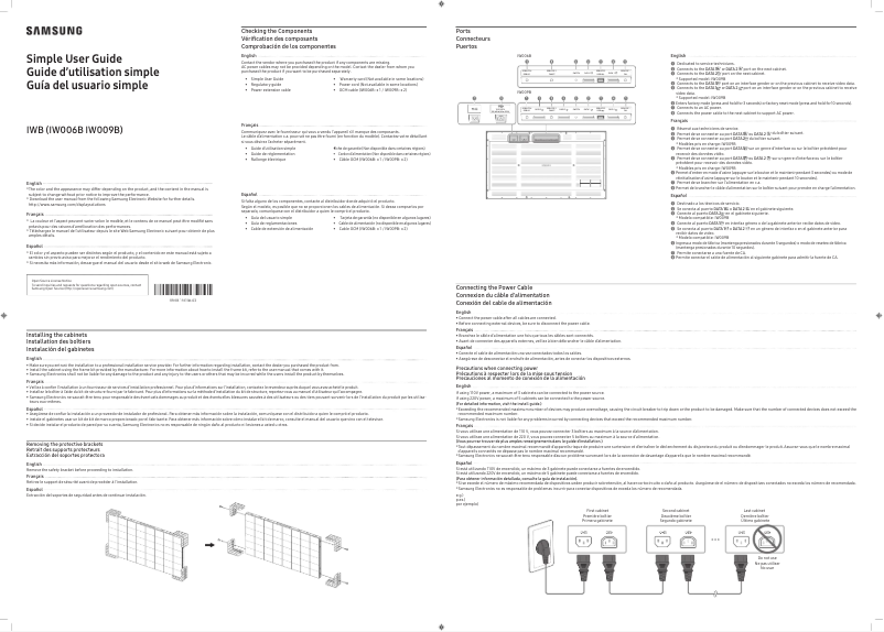 Page 1 de la notice Guide de démarrage rapide Samsung IW006B