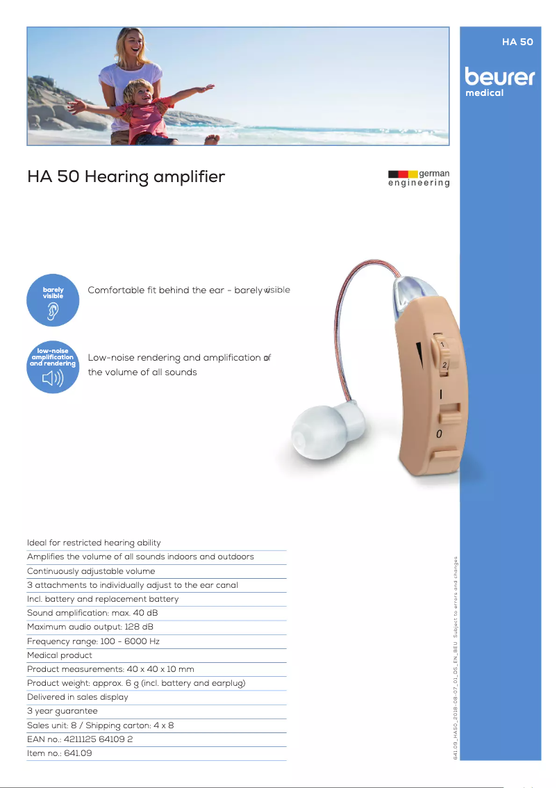 Page 1 de la notice Fiche technique Beurer HA 50