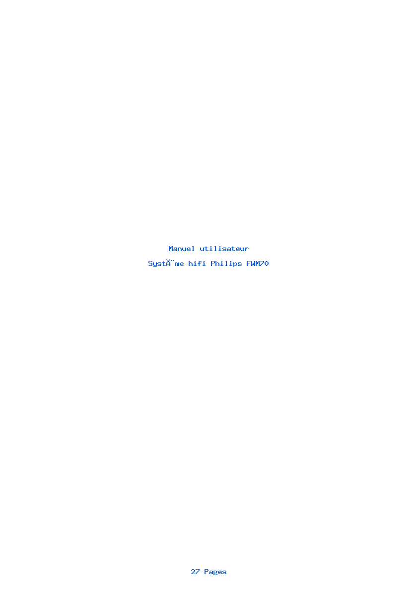 Page 1 de la notice Manuel utilisateur Philips FWM70