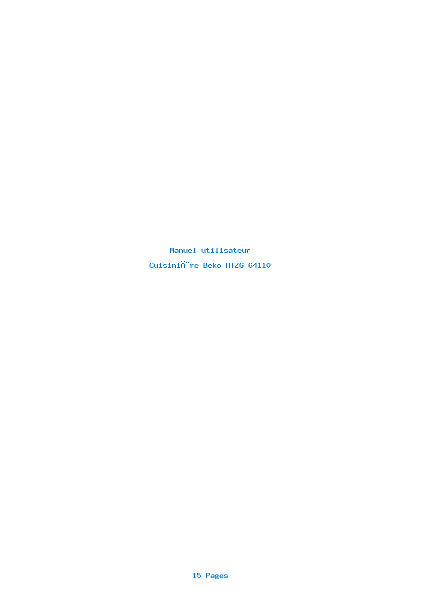 Page 1 de la notice Manuel utilisateur Beko HTZG 64110