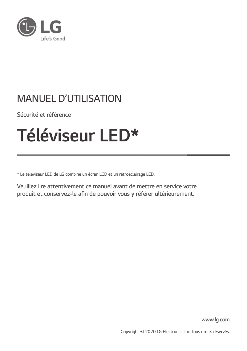 Page 1 de la notice Manuel utilisateur LG 55UN7440PVA