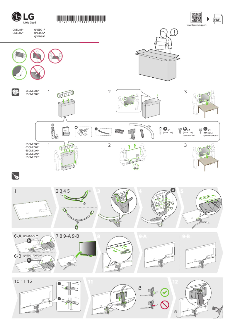 Page 1 de la notice Guide d'installation LG 65QNED866QA