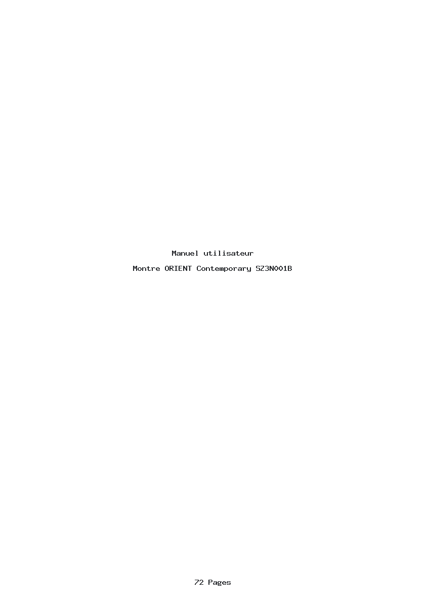 Page 1 de la notice Manuel utilisateur ORIENT Contemporary SZ3N001B