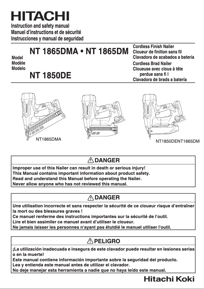 Page 1 of the manual User Manual Metabo NT1865DM
