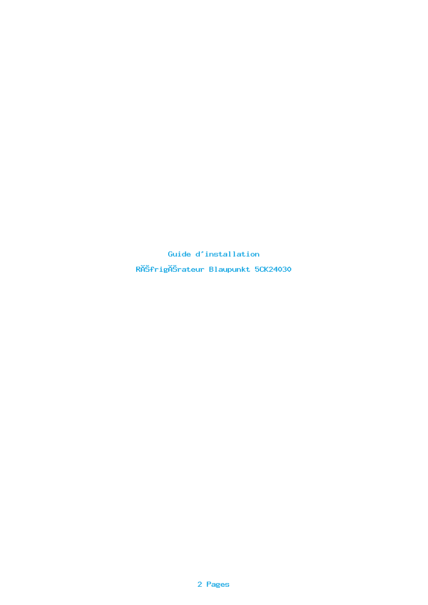 Page 1 de la notice Guide d'installation Blaupunkt 5CK24030