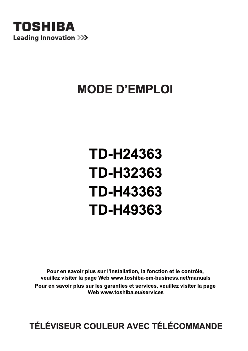 Page 1 de la notice Manuel utilisateur Toshiba TD-H24363G