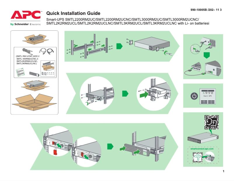 Page 1 de la notice Guide de démarrage rapide APC Smart-UPS SMTL3000RM2UCNC