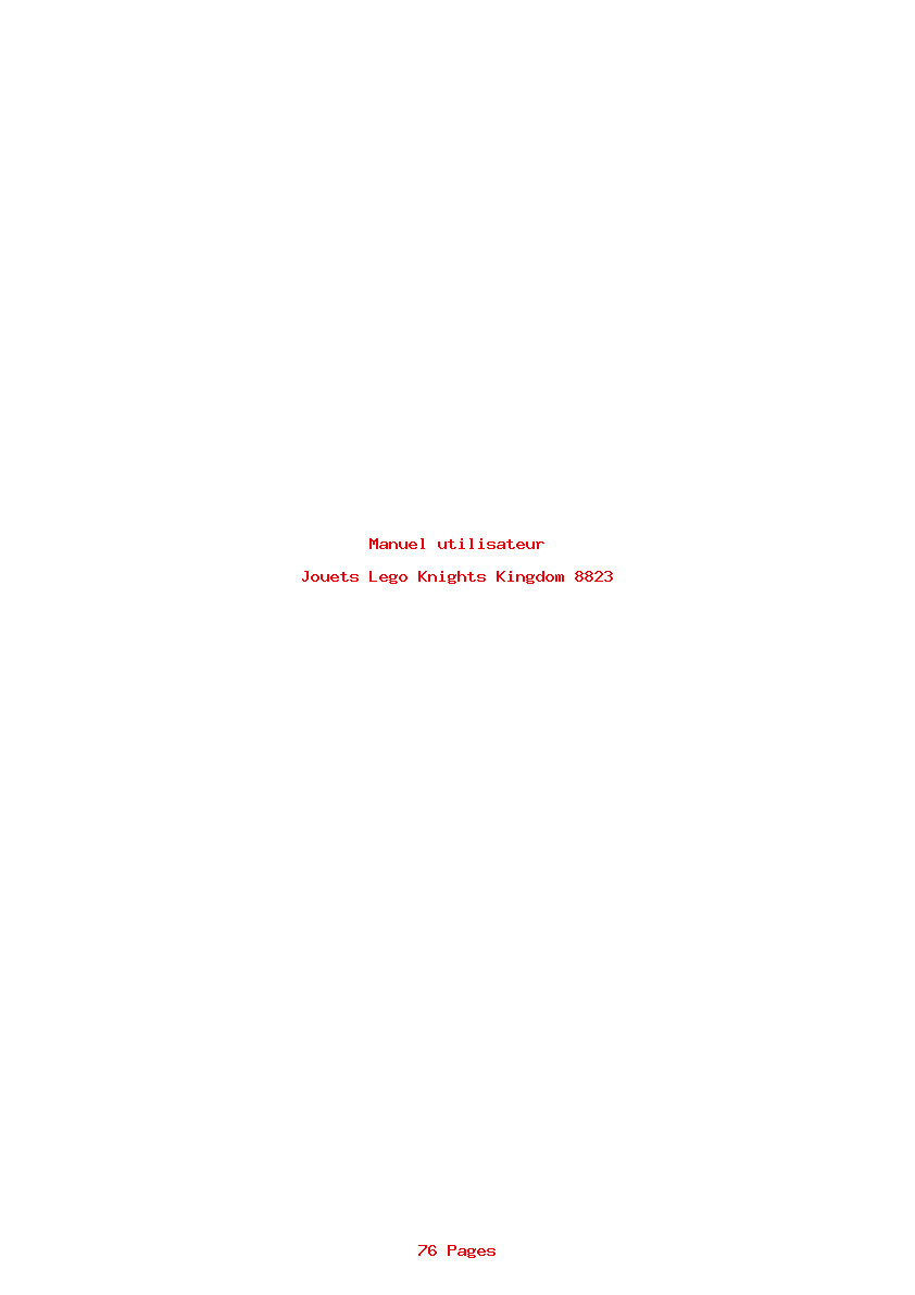 Page 1 de la notice Manuel utilisateur Lego Knights Kingdom 8823