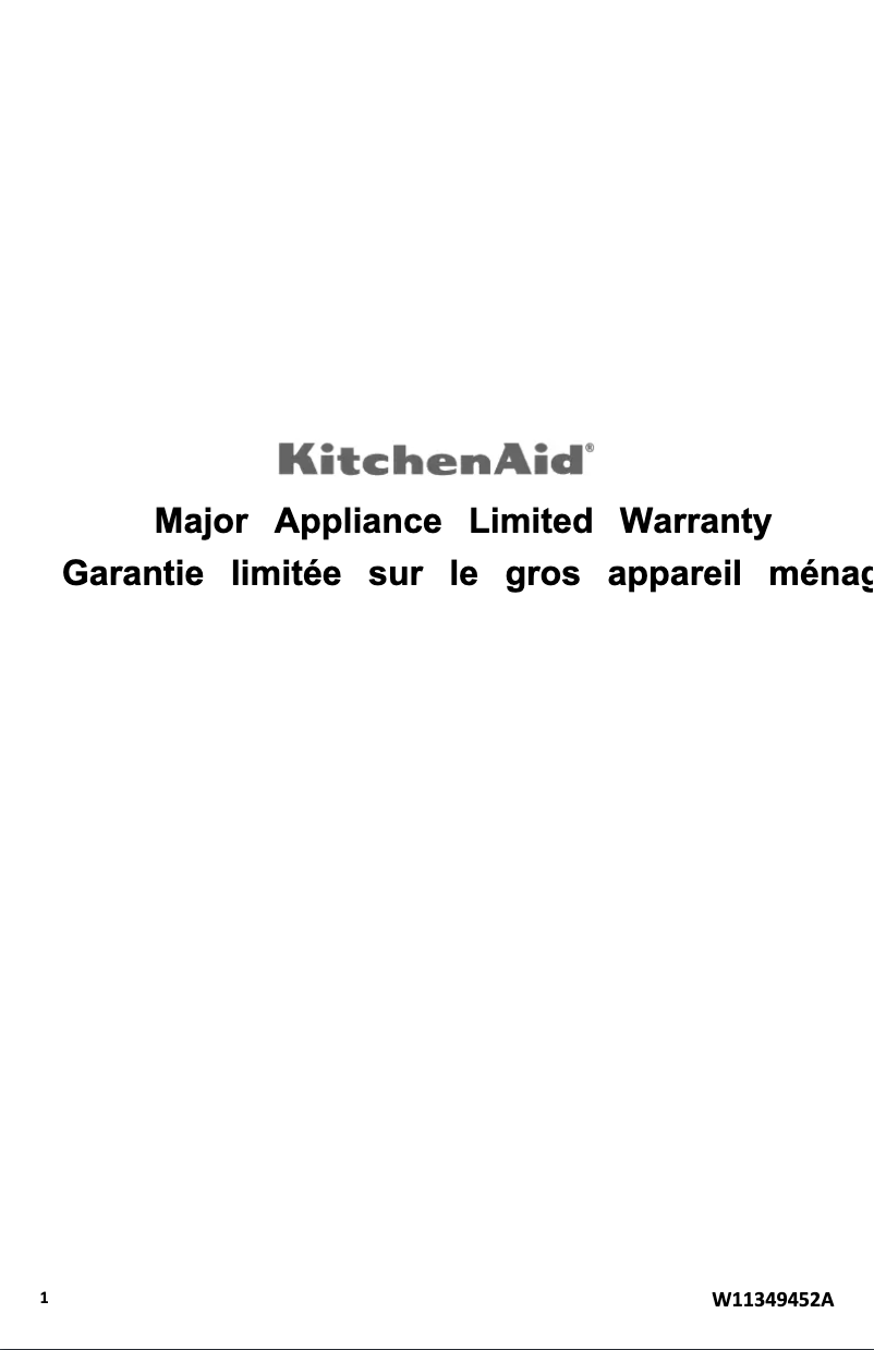 Page 1 de la notice Informations de garantie KitchenAid KRFF507HPS