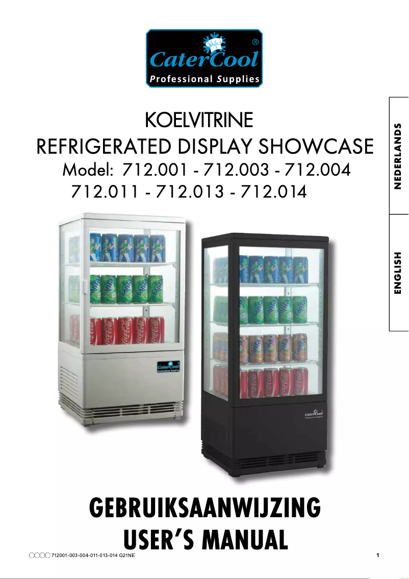 Page 1 de la notice Manuel utilisateur CaterCool 712013