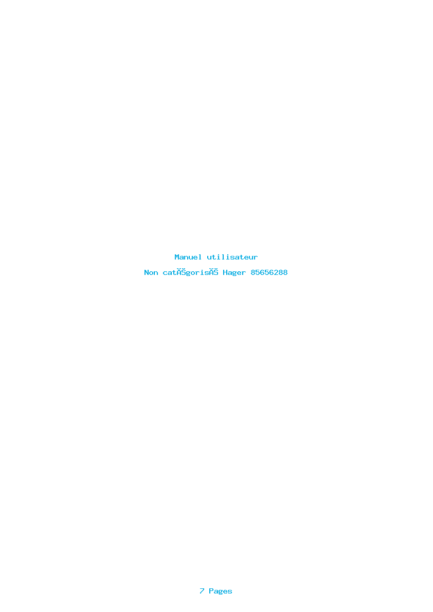 Page 1 de la notice Manuel utilisateur Hager 85656288